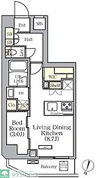 ＡＲＫＭＡＲＫ世田谷砧 6階1Kの間取り
