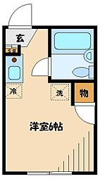 セントレージつつじヶ丘 1階ワンルームの間取り