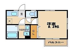 シプレ 1階1Kの間取り