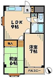 アベニュー成城1号館 3階2DKの間取り