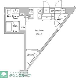 コンフォリア下北沢 9階ワンルームの間取り