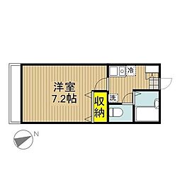 グランヴェール 2階1Kの間取り