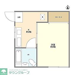 コーポ・リリー 1階1Kの間取り