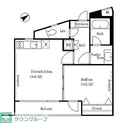 レジディア笹塚 1階1DKの間取り