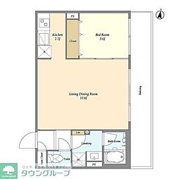 ウェルスクエア初台 4階1LDKの間取り