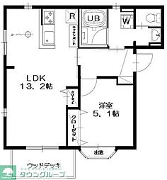 ハイム祖師谷 1階1LDKの間取り