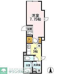 uccello 1階1Kの間取り