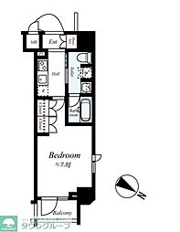 ステージファースト世田谷アジールコート 4階1Kの間取り
