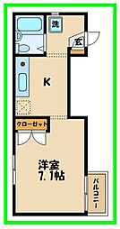 コーポ伊佐 2階1Kの間取り