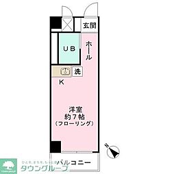 エクセル駒沢 2階ワンルームの間取り