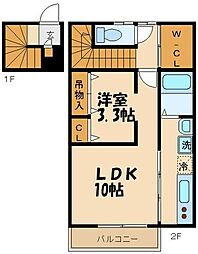 レラ　リュミェール 2階1LDKの間取り