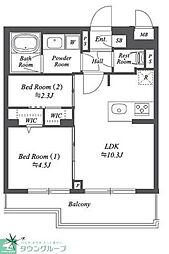 ブランシエスタ用賀 412 4階2LDKの間取り