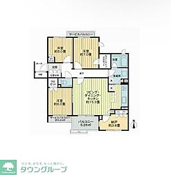 アトラス国領セントラルコート 1階3SLDKの間取り