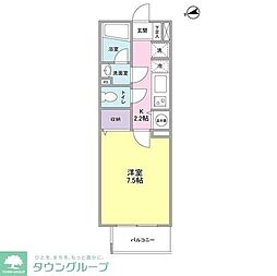 ベルク城山弐番館 2階1Kの間取り