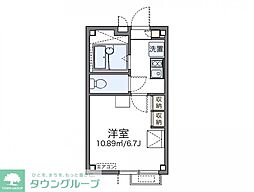 レオパレスブライトン　ヒル 2階1Kの間取り
