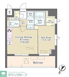 パークレジデンス三軒茶屋 3階1LDKの間取り