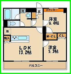 エクセル成城 2LDKの間取図画像
