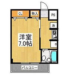 ベルエール調布 1Kの間取図画像