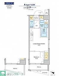 PROUDFLAT渋谷笹塚 1LDKの間取図画像