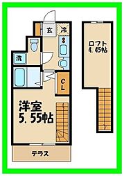 フレクション千歳船橋 1Kの間取図画像