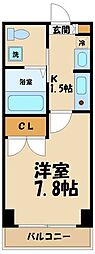 アンビックスつつじヶ丘A棟 1Kの間取図画像