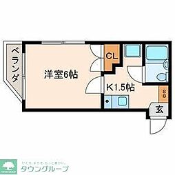 ツヴァイビル 1Kの間取図画像