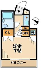 リバティヒルズ八幡山 1Kの間取図画像