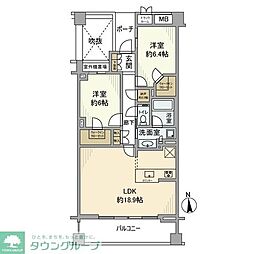プラウド蘆花公園 2LDKの間取図画像