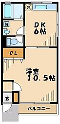 ドエルカルミアB 1DKの間取図画像
