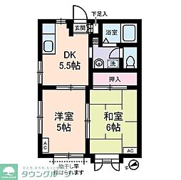 シャルマン城山 2DKの間取図画像