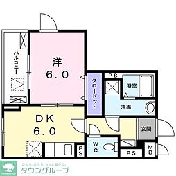 ラ・フォレスタ・コーワ 1DKの間取図画像