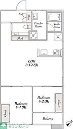 ルミークアン桜新町ノース 2LDKの間取図画像