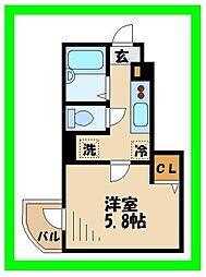 リブリ・宮坂 1Kの間取図画像