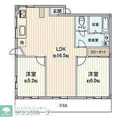 真和ハイツ 2LDKの間取図画像