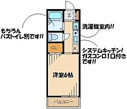 シティーホームズ2 1Kの間取図画像