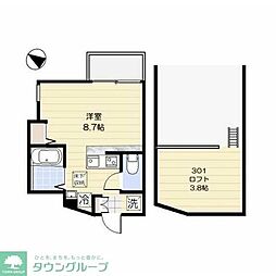サンシエ祐天寺 ワンルームの間取図画像