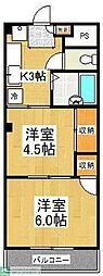 シャンドポワール 2Kの間取図画像