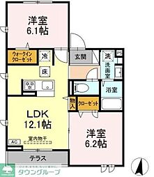 サウスヒルズ世田谷 2LDKの間取図画像
