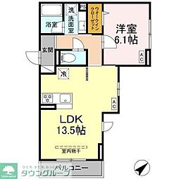 D'Bless中野島 1LDKの間取図画像