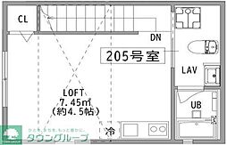エルセレッソ桜丘 ワンルームの間取図画像
