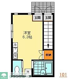 K2 ワンルームの間取図画像