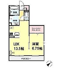 ソレアード 1LDKの間取図画像