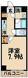 プレール・ドゥーク千歳烏山 1Kの間取図画像