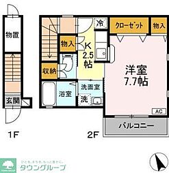 ベルフォーレ 1Kの間取図画像