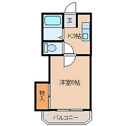 西武拝島線 萩山駅 徒歩3分の賃貸アパート 1階1Kの間取り