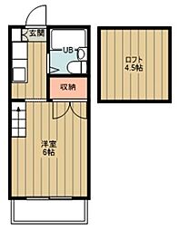 西武拝島線 東大和市駅 徒歩10分の賃貸アパート 2階1Kの間取り