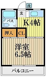 コーポエイト 1階1Kの間取り