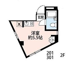 JR中央線 武蔵小金井駅 バス9分 前原交番西下車 徒歩2分の賃貸マンション 3階ワンルームの間取り