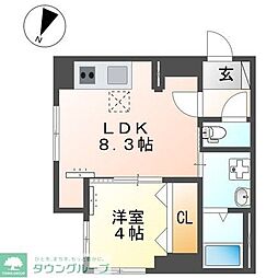 国分寺市新築マンション 1階1LDKの間取り