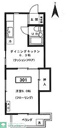 JR中央線 東小金井駅 徒歩3分の賃貸マンション 3階1DKの間取り